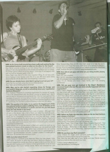 Lets Grow intervju za Maximum Rocknroll # 272, januar 2006. | OUT OF ...